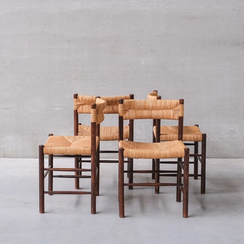 Set Of Four Charlotte Perriand 'Dordogne' Model Mid-Century Dining Chairs
