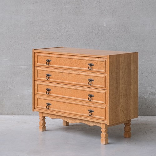 Mid-Century Oak Danish Chest Of Drawers Attr. To Henning Kjaernulf