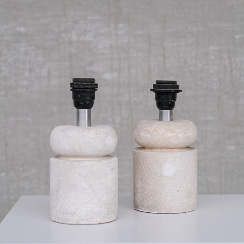 Pair Of Mid-Century French Petite Concrete Table Lamps
