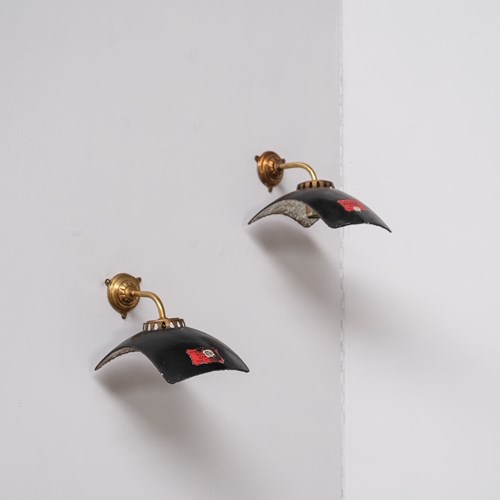 Mercury Glass And Brass Antique Wall Lights (3 Pairs Available)