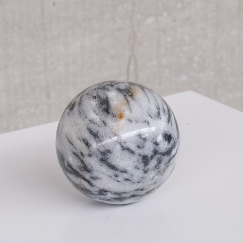 Small Solid Marble Mid-Century Ball Desk Curio