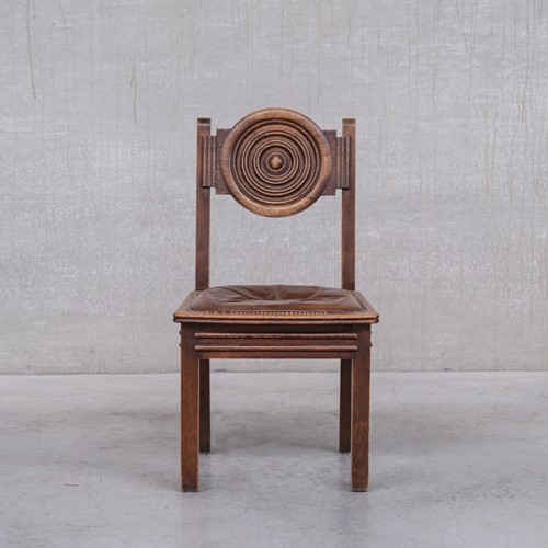 French Deco Oak Dining Chairs In Manner Of Dudouyt