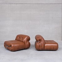 Pair of Leather Soriana Lounge Chairs by Scarpa