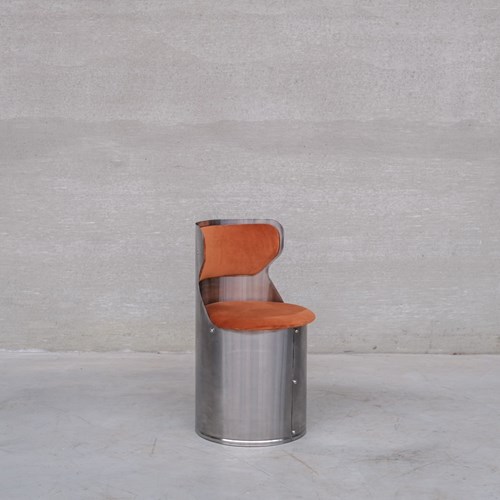 Single Occasional Or Vanity Chairs In Brushed Chrome Attr. To Willy Rizzo (2 Ava