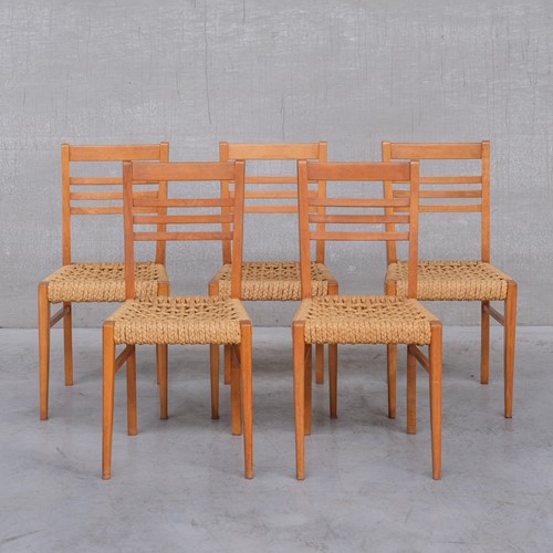 French Mid-Century Rope Dining Chairs