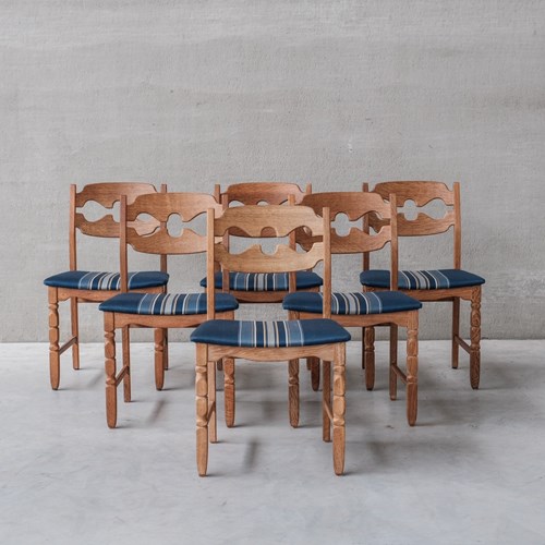 Henning Kjaernulf Razor Mid-Century Danish Oak Dining Chairs (6)