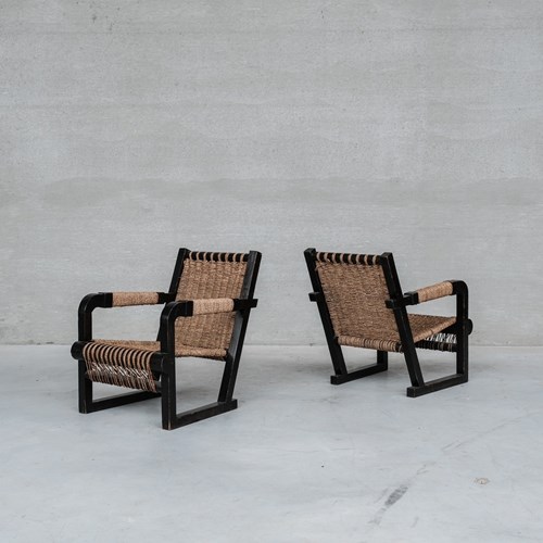 Pair Of Francis Jourdain Mid-Century French Rope Armchairs