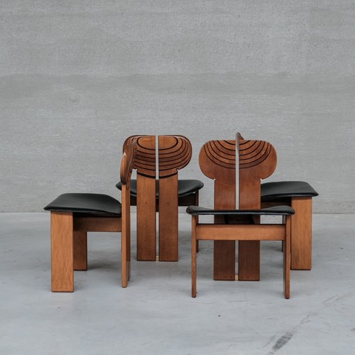 Set Of Four 'Africa' Mid-Century Italian Dining Chairs By Scarpa