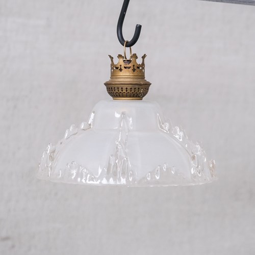 Single Mid-Century 'Ice' Glass Pendant Light