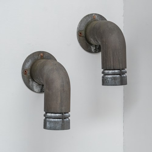 Ole Pless Jørgensen 'Pipeline' Pair Of Galvanized Metal Wall Lights