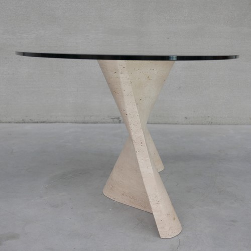 Flowing Travertine and GlassIt alian Dining Table