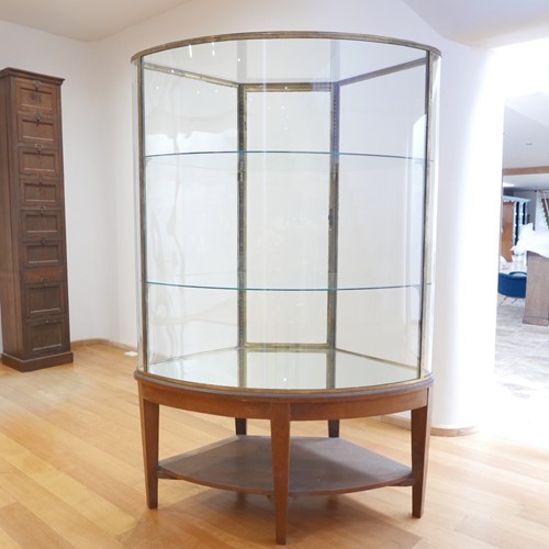 Exceptional English Bow Glass Display Cabinet