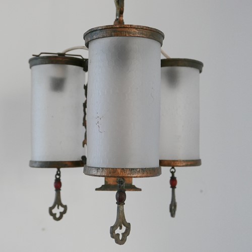 Antique English Frosted Glass Pendants (2)