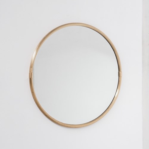 Brass Circular Mid-Century Danish Mirror