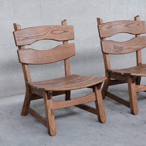 Brutalist Mid-Century Low Wooden Lounge Chairs (7)