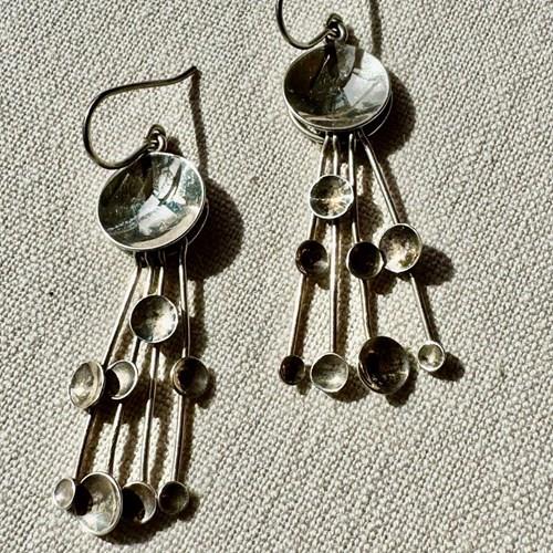 Jorma Laine 1970S Pair Of Kinetic Fireworks Silver Earrings