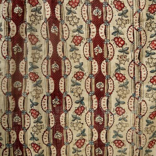 Block Printed Cotton Curtain French 18th Century