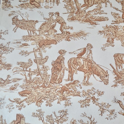  Sepia Toile De Jouy Wallpaper French 20Th Century