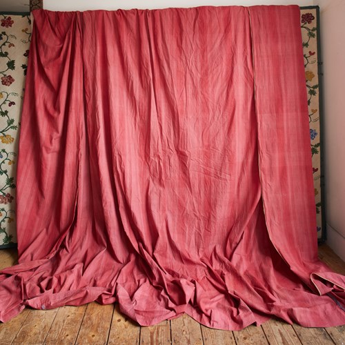Red Stripe Provençal Cotton Curtain French 18Th Century