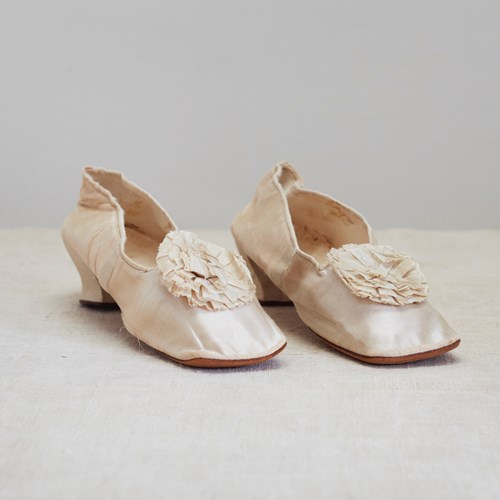 Pair of Silk Shoes English Early 19th Century