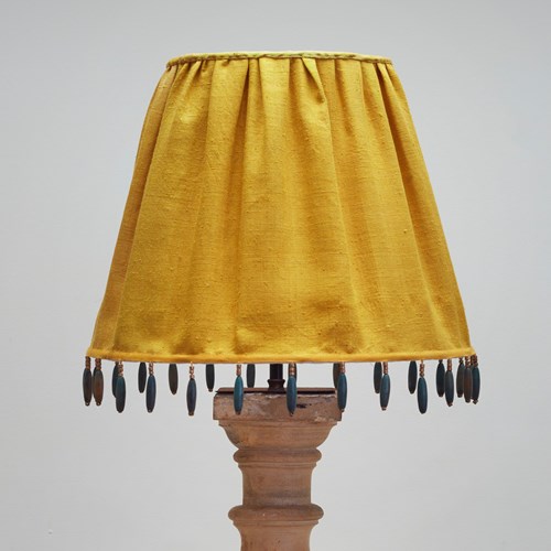 Saffron Yellow Bourette De Soie Lampshade French 19Thc