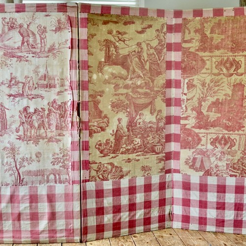Toile de Jouy 3 Fold Screen French 18th & 19thC