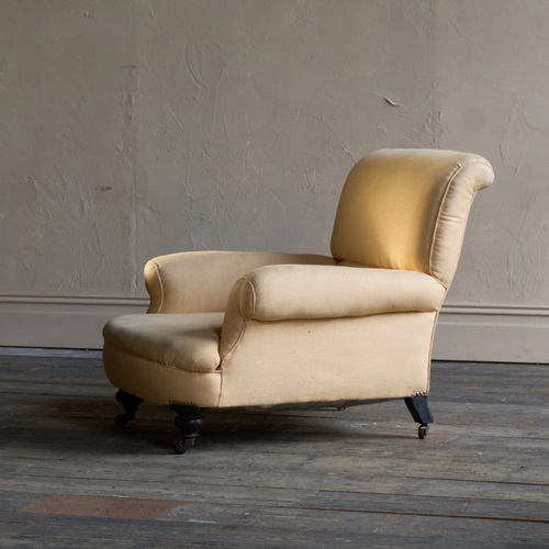 Antique Deep Seated Armchair - Peach Fabric