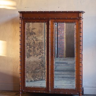 Faux Bamboo Mirrored Armoire Wardro...