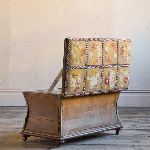 19Th Century Sarcophagus Ottoman With Beadwork Upholstered Lid