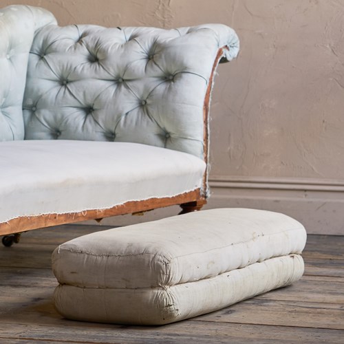 Oblong Straw And Horsehair Filled Pouffe