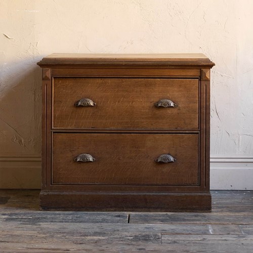 Antique Oak Haberdashery-Style Two-Drawer Chest