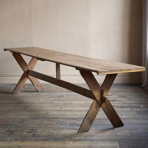 Weathered Trestle Dining Table In The Swedish Style