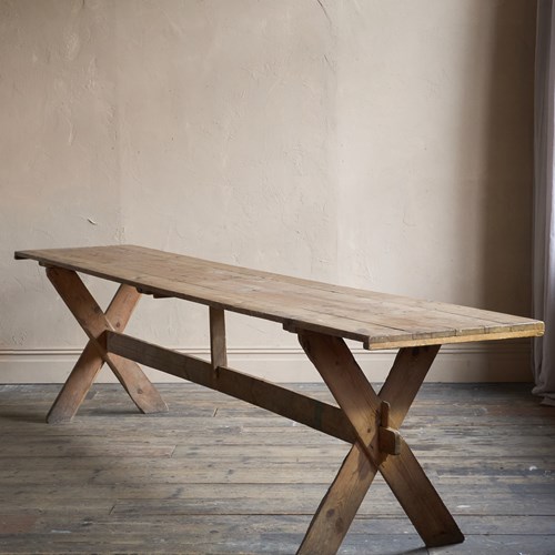 Weathered Trestle Dining Table In The Swedish Style