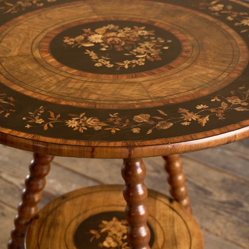 A Marquetry Side Table With Bobbin Legs.