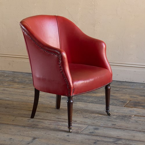 Late 20Th Century Red Leatherette Tub Armchair 