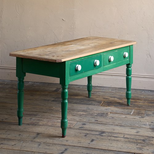 Late 19Th Century Painted Pine Farmhouse Table 