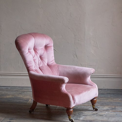 A 19Th Century Spoonback Armchair Att' To Holland And Sons