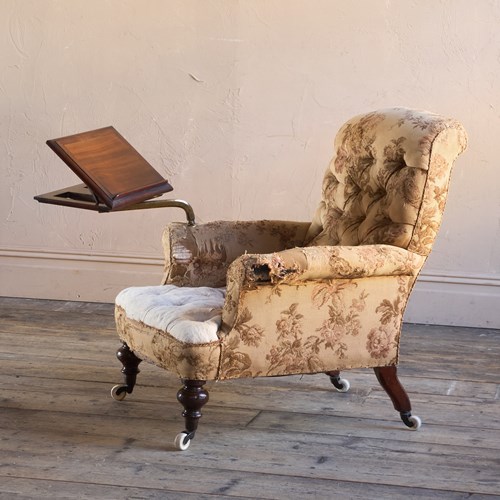 A 19Th Century Library Armchair With Reading Stand