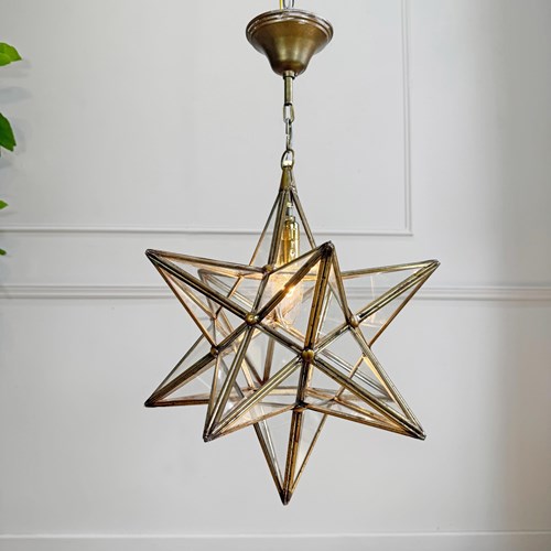 1920’S Moravian Glass Star Pendant Ceiling Light