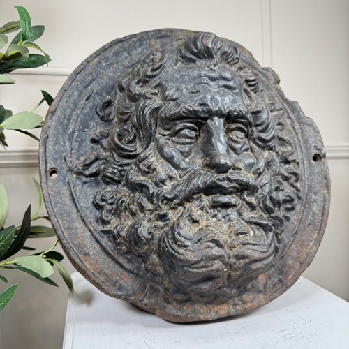 19Th Century Cast Iron Wall Plaque Zeus