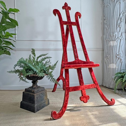 A Rare 19Th Century French Gothic Revival Velvet Wrapped Studio Easel