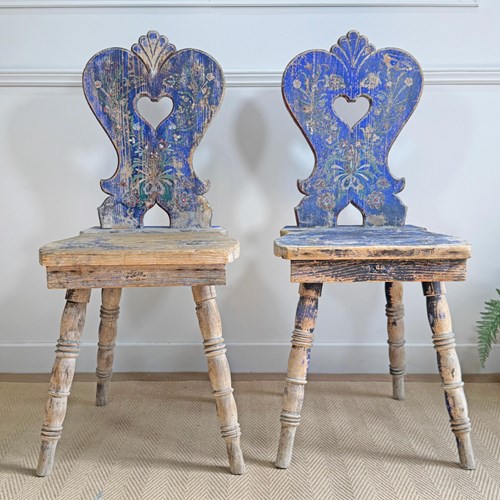 Late 19Th Century Alpine Folk Art Chairs