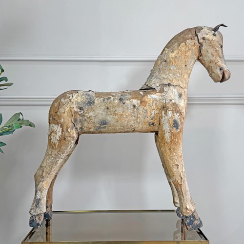 Antique French Wooden Horse 19Th Century