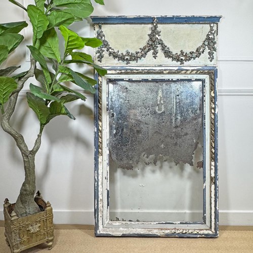 Antique Blue And White Gilt Gesso Wall Mirror Circa 1800