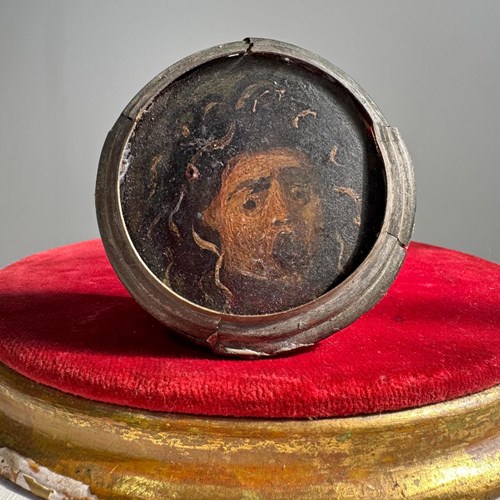 Baroque Miniature Oil Painting Of Medusa