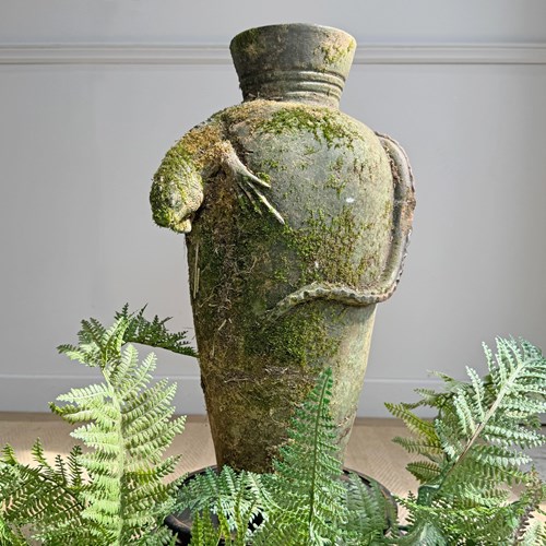 Vintage Bearded Dragon Lizard Terracotta Garden Urn