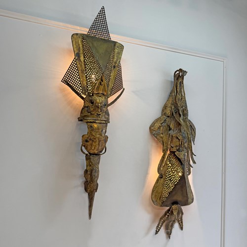 Incredible Francois Melin Brutalist Wall Light Sculptures