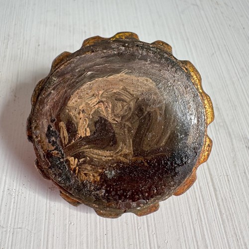 Gilt Framed Memento Mori Miniature Oil Painting On Wood 18Th Century Baroque