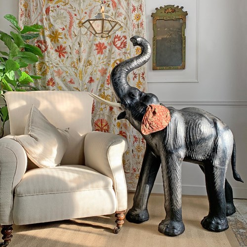 Huge 129 Cm Tall Liberty Of London Leather Elephant