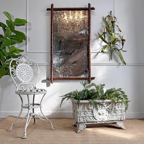 Large Antique Faux Bamboo Mirror